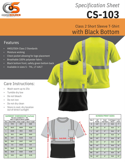 CS-103: ANSI Class 2 Black Bottom SS T-Shirt
