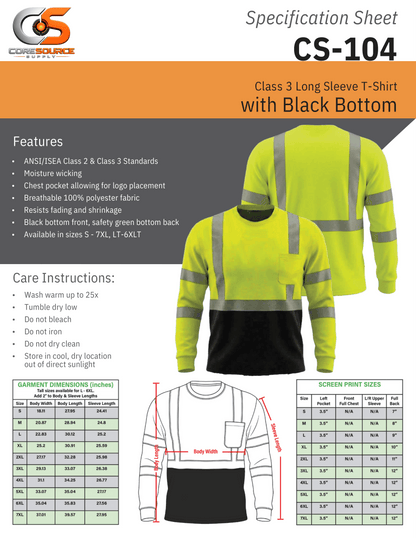 CS-104: ANSI Class 3 Black Bottom LS T-Shirt