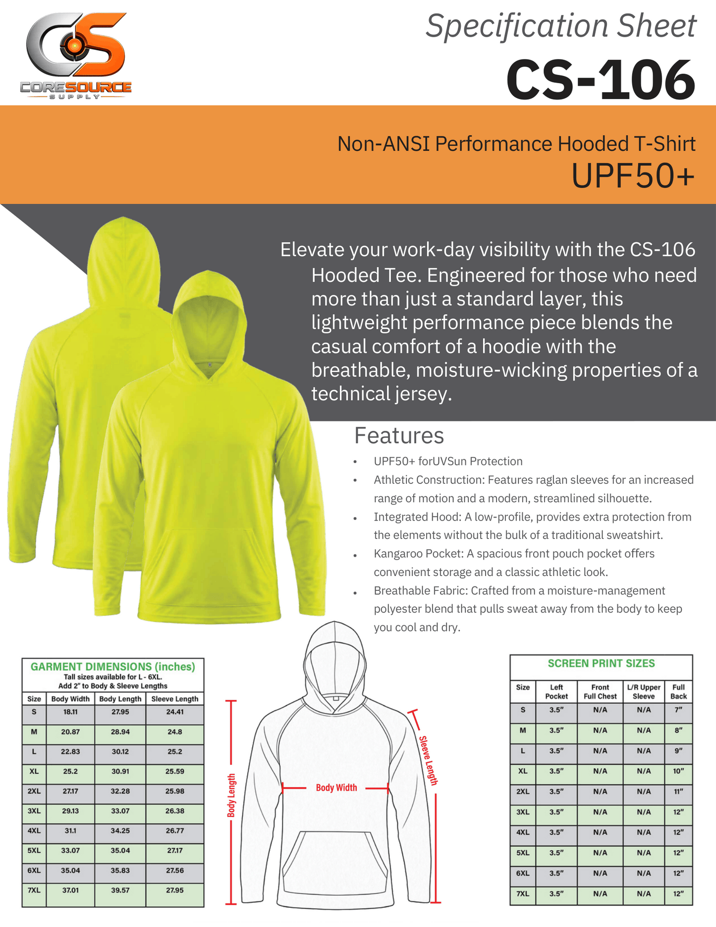 CS-106: Non-ANSI UPF50 Hooded Long Sleeve T-Shirt