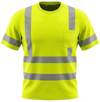 CS-108: ANSI Class 3 Short Sleeve T-Shirt Safety Green With Safety Stripes