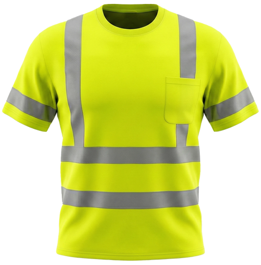 CS-108: ANSI Class 3 Short Sleeve T-Shirt Safety Green With Safety Stripes