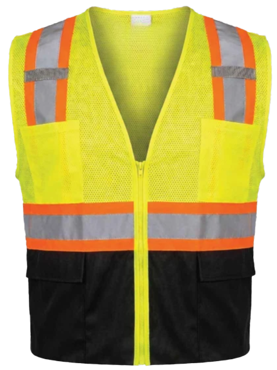 CS-201: ANSI Class 2 6-Pocket Vest Black Bottom