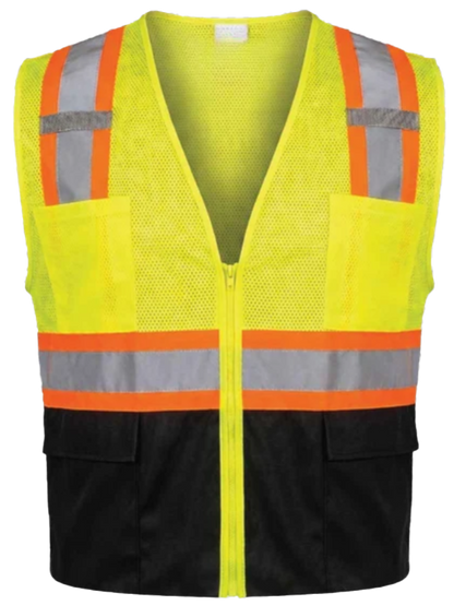 CS-201: ANSI Class 2 6-Pocket Vest Black Bottom