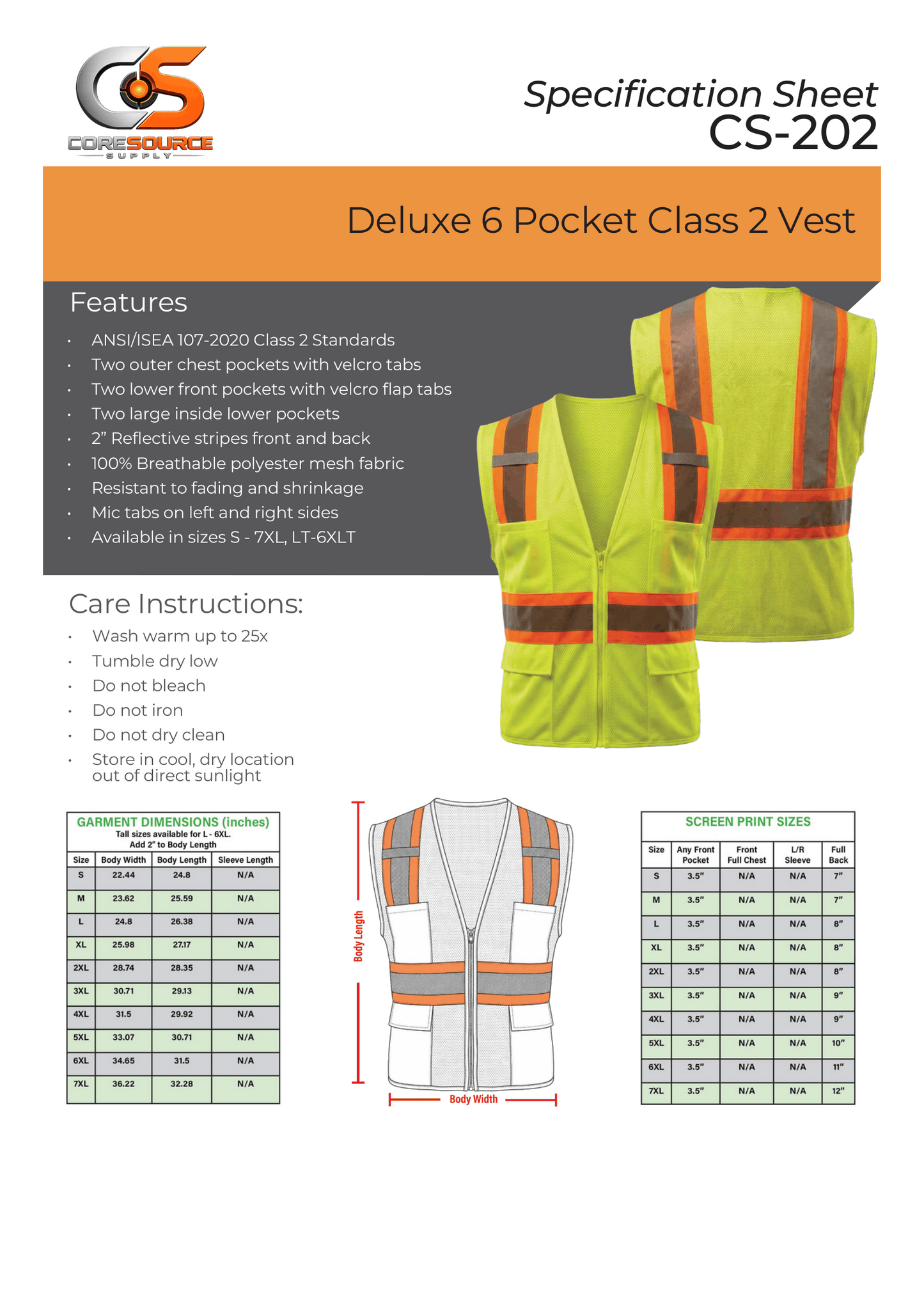 CS-202: ANSI Class 2 6-Pocket Vest
